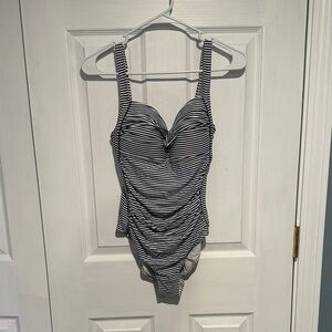 Striped Black and White Womens  One Piece Swimsuit size 12